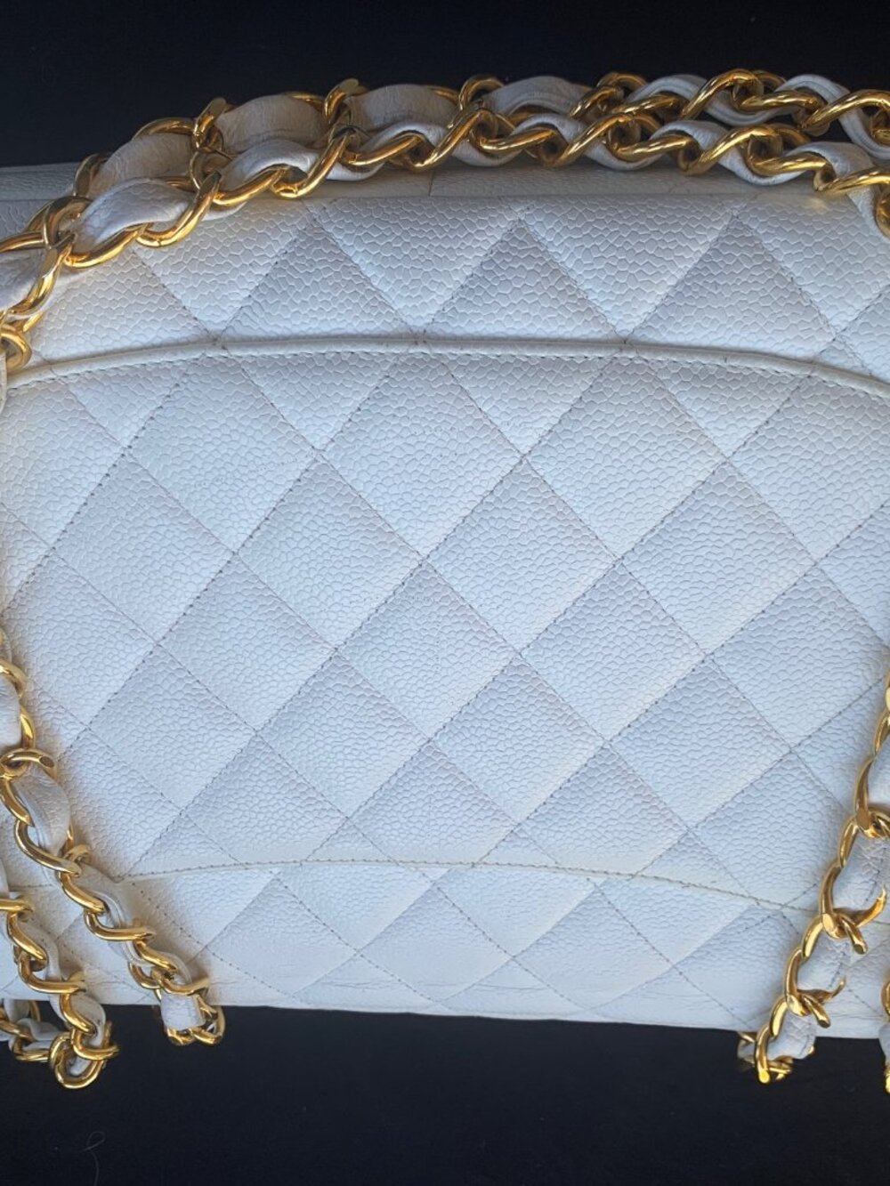 CHANEL Classic White Classic Flap Handbag, Caviar, 24k Hardware, 1997 era - Picture 10 of 17